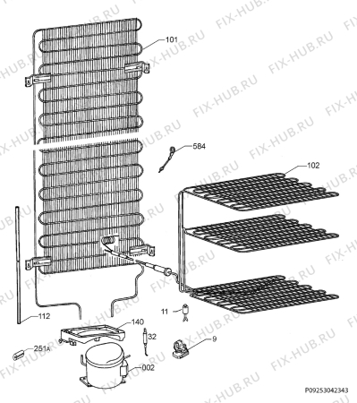 Взрыв-схема холодильника Electrolux ERB40233X - Схема узла Cooling system 017